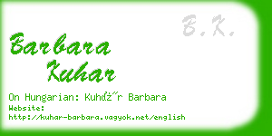 barbara kuhar business card